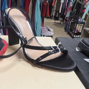 Jewel Badgley Mischka Black Patent Strappy Heel Sandals